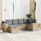 6-piece Lounge Set with cushions poly rattan beige