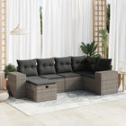 6-piece Lounge Set with Cushions Poly Rattan Grey
