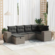 Loungeset 6-delig poly rattan grijs