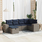 6-piece Lounge Set with Cushions Poly Rattan Grey
