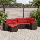 6-piece Lounge Set with Cushions Poly Rattan Brown