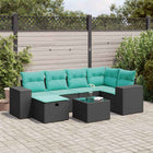 7-piece lounge set with cushions poly rattan black