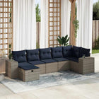 7-piece Lounge Set with Cushions poly rattan grey