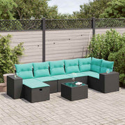 8-piece Lounge Set with Cushions Polyrattan Black