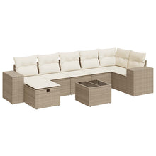 8-delige Loungeset met kussens poly rattan beige