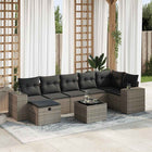 8-delige Loungeset met kussens poly rattan grijs