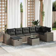Loungeset 8-delig poly rattan grijs