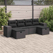 Loungeset poly rattan 6-delig zwart