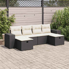 6-piece Lounge Set with Cushions Poly Rattan Black