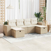 Loungeset poly rattan 6-delig beige