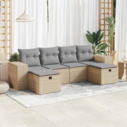 Loungeset 6-delig poly rattan beige