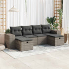 6-piece Lounge Set with Cushions Poly Rattan Grey