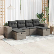 Loungeset 6-delig poly rattan grijs