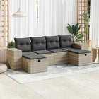 6-piece Lounge Set with cushions poly rattan light grey