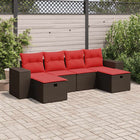 Loungeset 6-delig poly rattan bruin