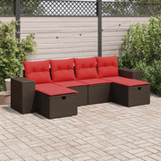 Loungeset 6-delig poly rattan bruin