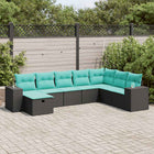 8-piece Lounge Set with Cushions Polyrattan Black