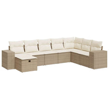 8-delige Loungeset met kussens poly rattan beige