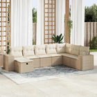 8-delige Loungeset met kussens poly rattan beige