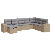 8-delige Loungeset met kussens poly rattan beige