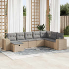 8-delige Loungeset met kussens poly rattan beige