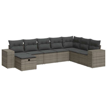 8-delige Loungeset met kussens poly rattan grijs