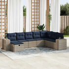 8-piece Lounge Set with Cushions Poly Rattan Grey