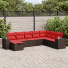 8-Piece Loungeset with Cushions Poly Rattan Brown