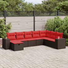 8-delige Loungeset met kussens poly rattan bruin