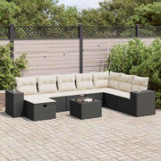 Loungeset 9-delig poly rattan zwart