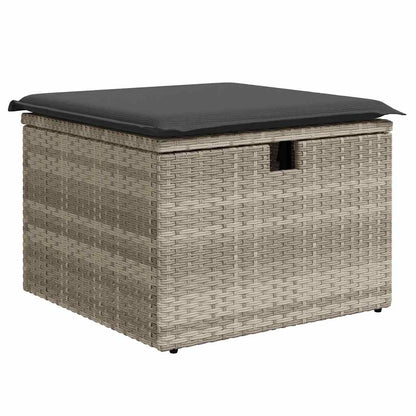 9-delige Loungeset met kussens poly rattan lichtgrijs