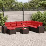 Loungeset 9-delig poly rattan bruin