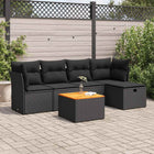 6-piece Lounge Set with Cushions Poly Rattan Black