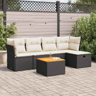 6-piece Lounge Set with Cushions Poly Rattan Black