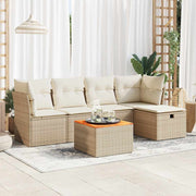 Loungeset 6-delig poly rattan beige