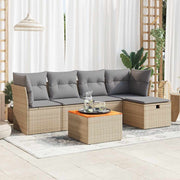 Loungeset 6-delig poly rattan beige