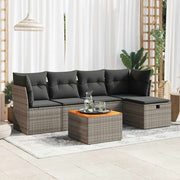 Loungeset 6-delig poly rattan grijs