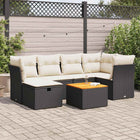 7-delige Loungeset met kussens poly rattan zwart