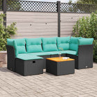 7-piece lounge set with cushions poly rattan black