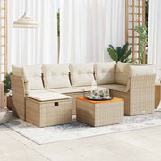 Loungeset 7-delig poly rattan beige