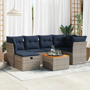 Loungeset 7-delig poly rattan grijs