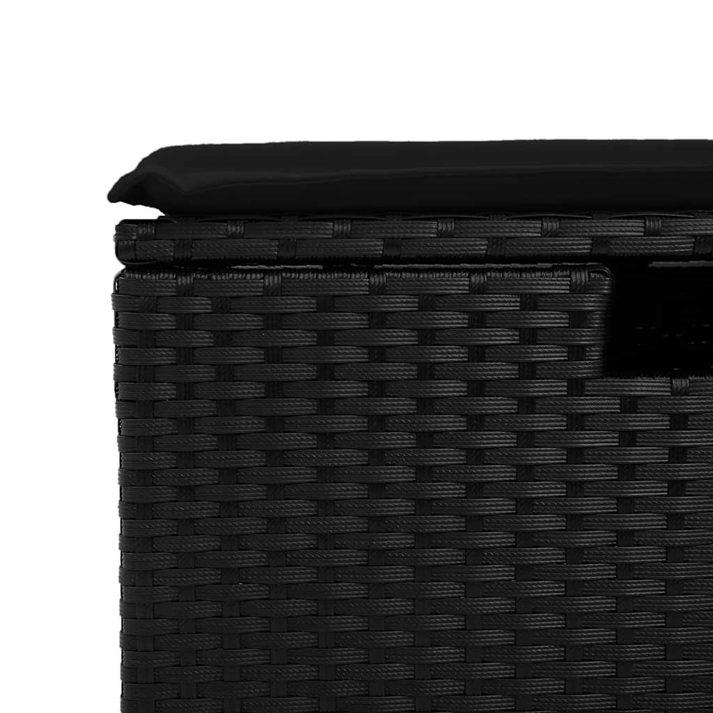 8-delige Loungeset met kussens poly rattan zwart