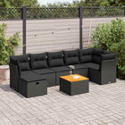 8-delige Loungeset met kussens poly rattan zwart