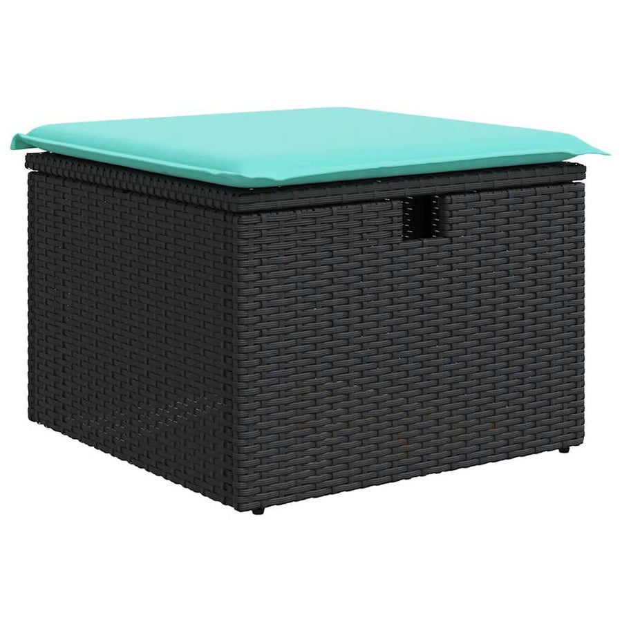 8-delige Loungeset met kussens poly rattan zwart