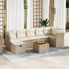 8-delige Loungeset met kussens poly rattan beige