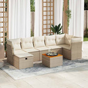 Loungeset poly rattan 8-delig beige