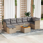 8-delige Loungeset met kussens poly rattan beige