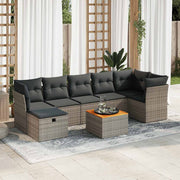 Loungeset 8-delig poly rattan grijs