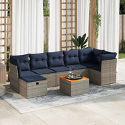 Loungeset 8-delig poly rattan grijs