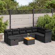 Loungeset 9-delig poly rattan zwart